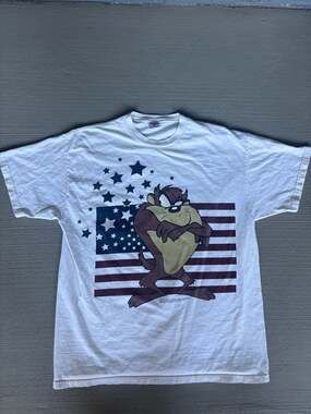 Vintage Taz Tasmanian Devil Shirt Mens L Large Cream 1997 Looney Tunes American